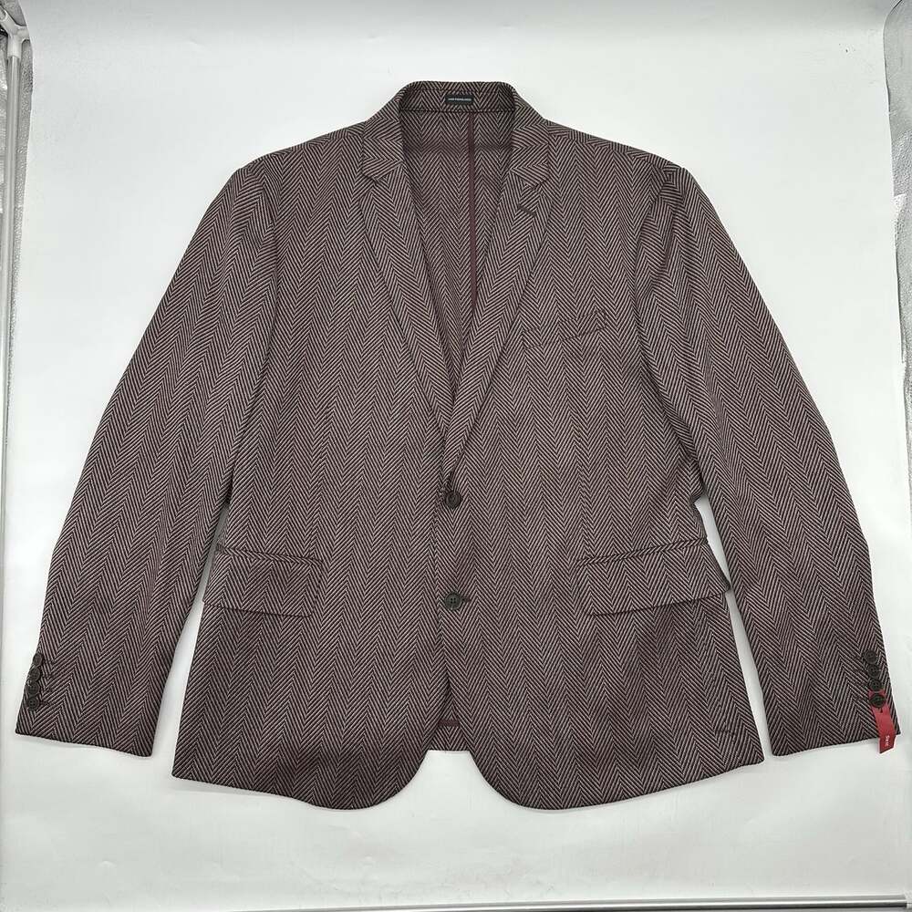J. Ferrar Slim Fit Size XL 46/48 R Burgundy Herringbone Sport Coat Blazer NWT